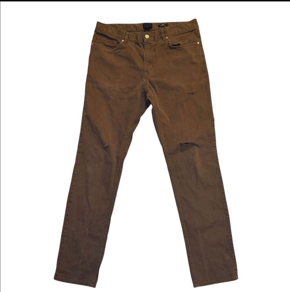 H&M Slim Fit Brown Jeans Mens 32 Distressed Stretch Casual‎ Pants